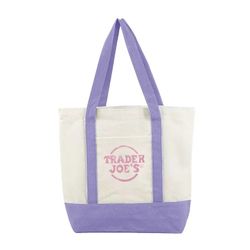 Trader Joe's Mini Tote Bag Pastel Cotton Canvas Embroidered Bag