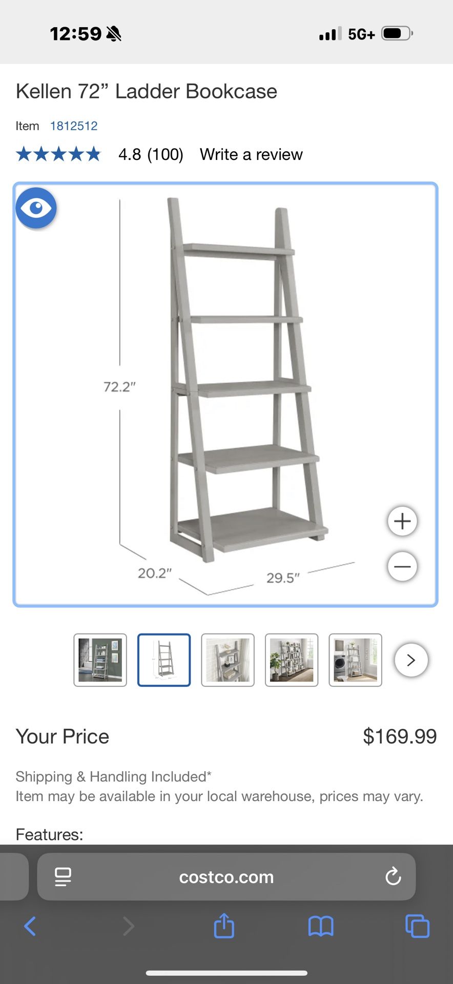 Kellen 72” Ladder Bookcase
