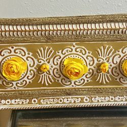 Gold White Metal Plant Pot Tea Roses Rectangular