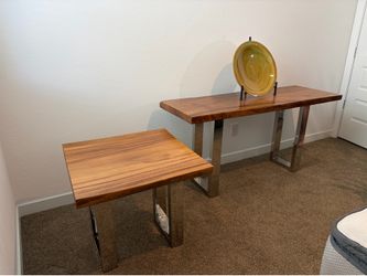 Copenhagen Live Edge Wood Console and Side Table Set
