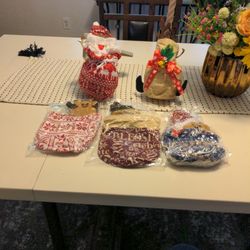 Christmas Doll Gift Bags, Drawstring Christmas Bags Bulk, Christmas Decoration Bag, Reusable 3D Gifts Bag Bulk, Santa Snowman Elk for Xm