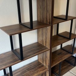 Bookshelf Bookcase Shelf Pyramid Style Metal And Wood