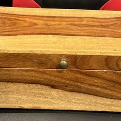 Wooden Storage Box With A Hinged Lid