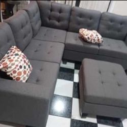 4pcs Sectional Sofá w/ottoman