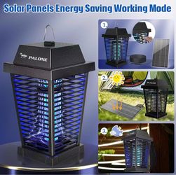 4500V Solar Bug Zapper Outdoor, Electric Mosquito Zapper Indoor 7.5W Solar Panel with 3.6m Cable, 2600 mAh Electric Bug zapper for Backyards, Patios,