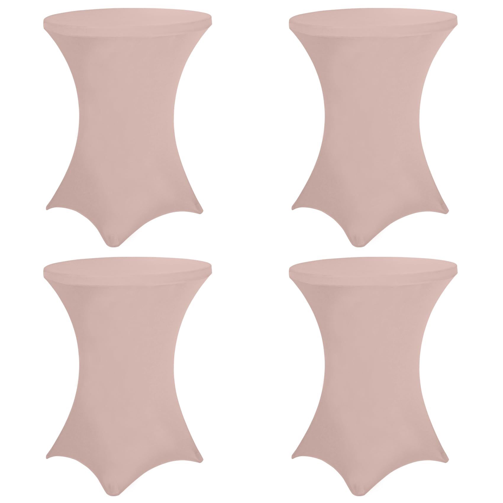 4 Pack 32x43 Inch Cocktail Table Cover Spandex Stretch Square Corners Tablecloth, Cameo Brown Cocktail Table Cloth Fitted High Top Table For Bar, Wedd