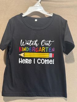 Kids "Watch Out Kindergarten Here I Come!" T-Shirt - Black (Worn Once!)