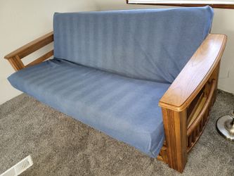 Solid oak futon with drawers and memory foam mattress