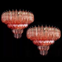 Pair of vintage Murano wall sconce – 63 pink quadriedri