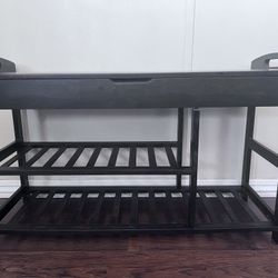 Two Tier Bench Shoe Rack Entryway