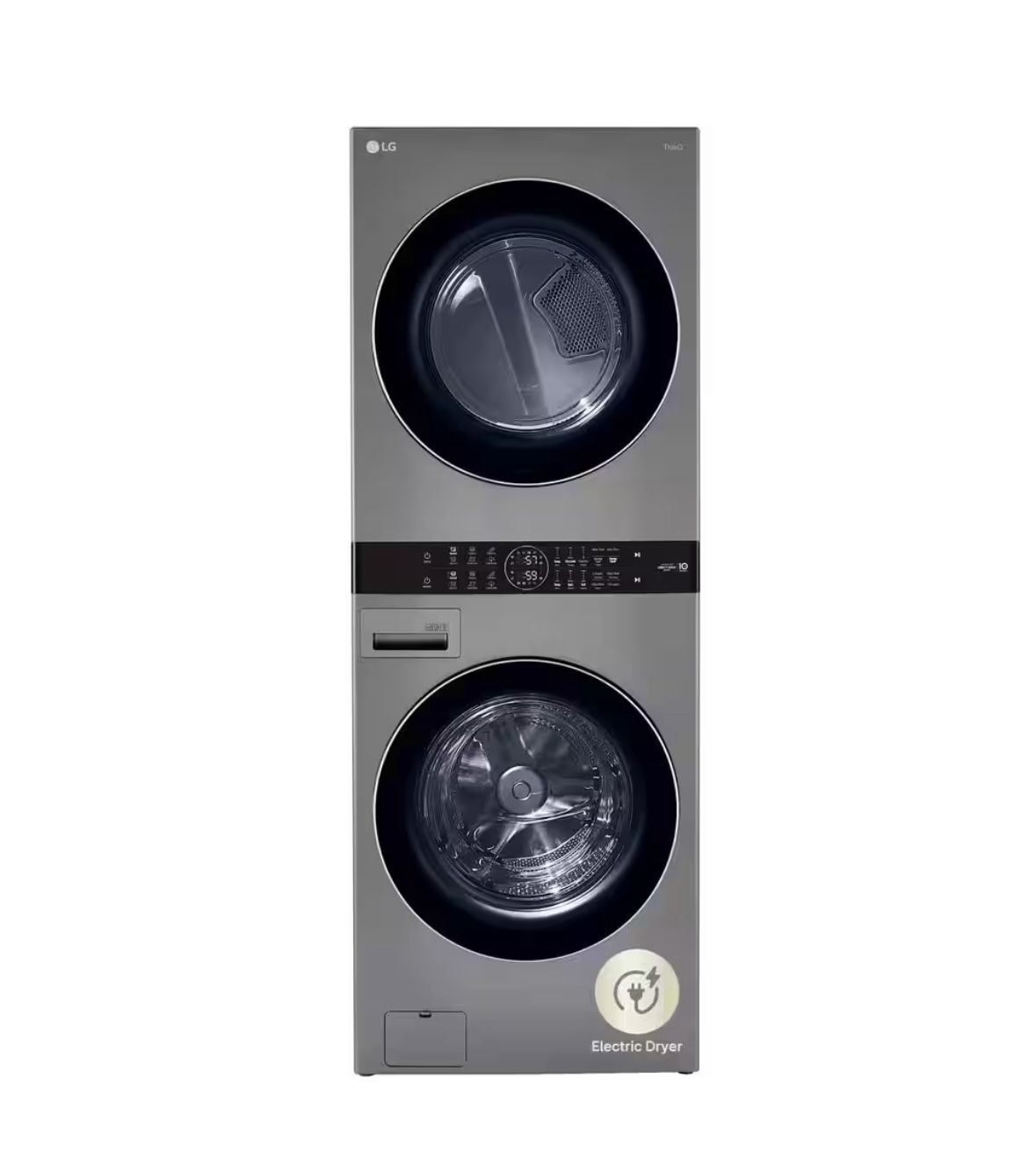 LG WashTower Stacked SMART Laundry Center 4.5 Cu.Ft. Front Load Washer & 7.4 Cu.Ft. Electric Dryer in Graphite Steel