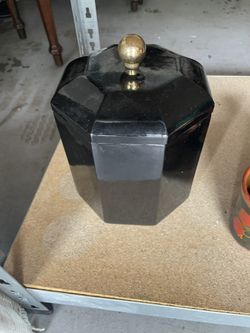 Vintage Black Vinyl Ice Bucket