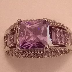 Sterling Silver Amethyst Ring Size 8