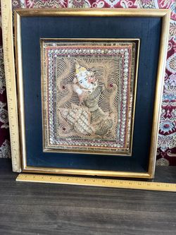 Vintage Thai Needlepoint In Frame