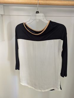 Women's Black/Cream/Off White The Limited 3/4 Sleeve Shirt Size XS