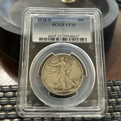 1938 D Walking Liberty .50 Half Dollar Pcgs VF 35