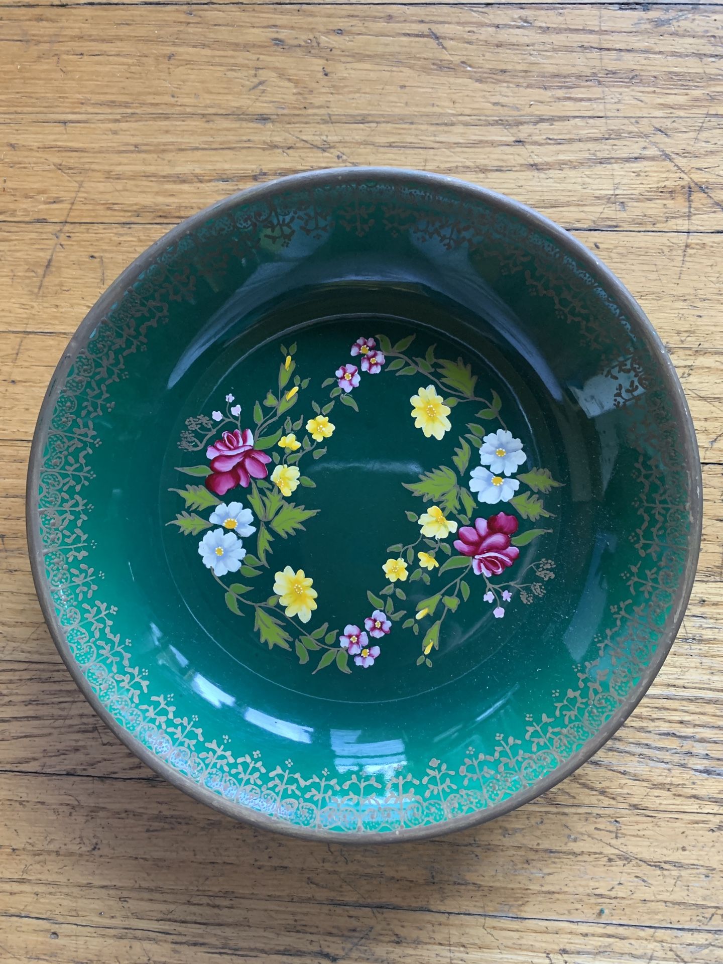 Antique Enamel Plate 60s Hand Painted Argentina