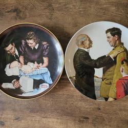 Norman Rockwell Decor Plates - 'Growing Strong' & 'Welcome Home Hero'