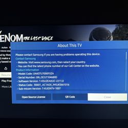 Samsung 43” TU7000 Crystal UHD 4K Smart TV (Model: UN43TU7000FXZA)