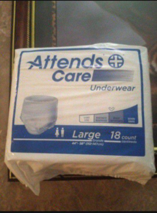 Attends Adult Diapers Size Large $8 Box