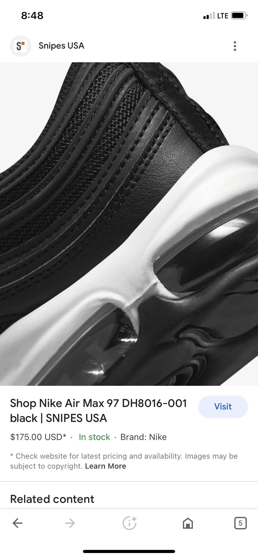 Snipes Usa Snipes Air Max 97 Nike Air Max 97 (GS) Schwarz (921522-011)