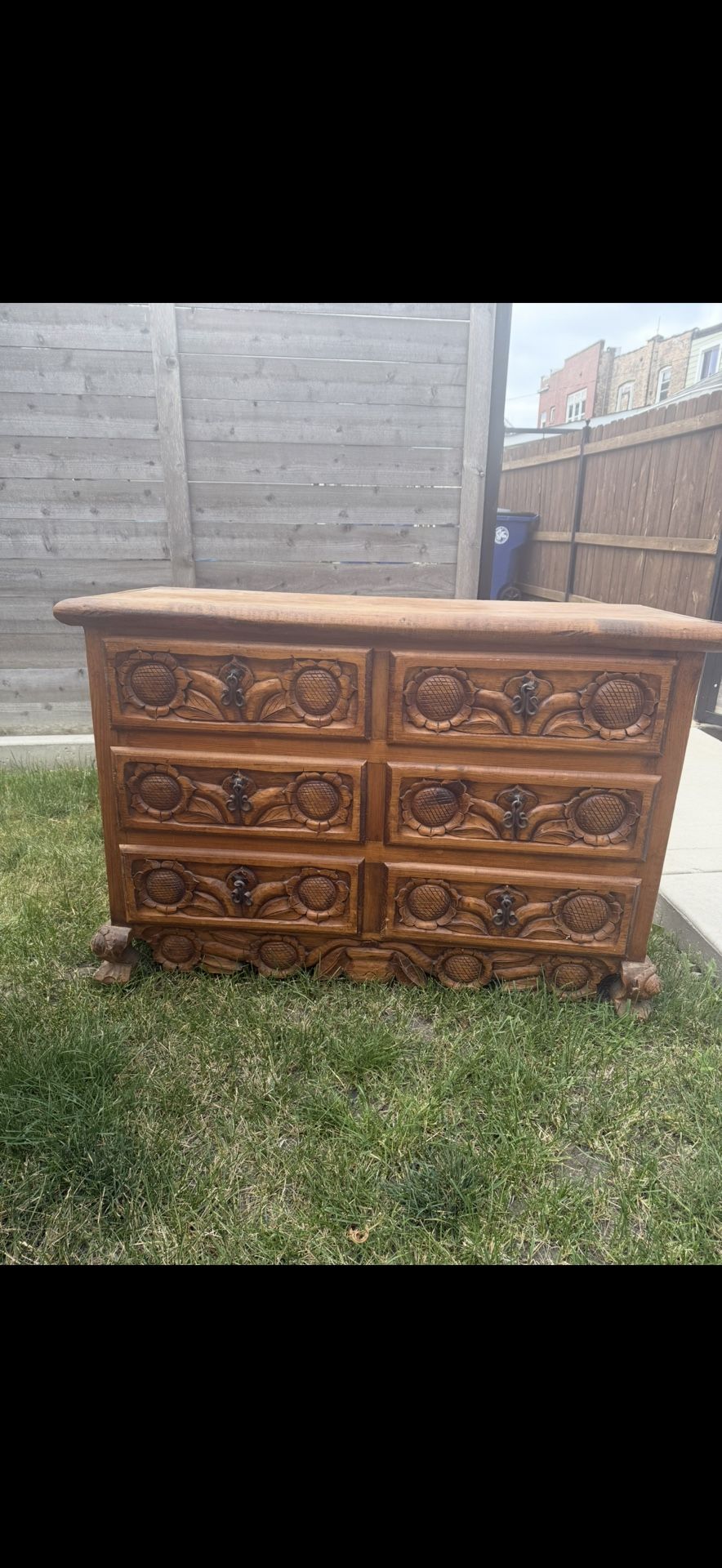 Solid Wood Carved Dresser