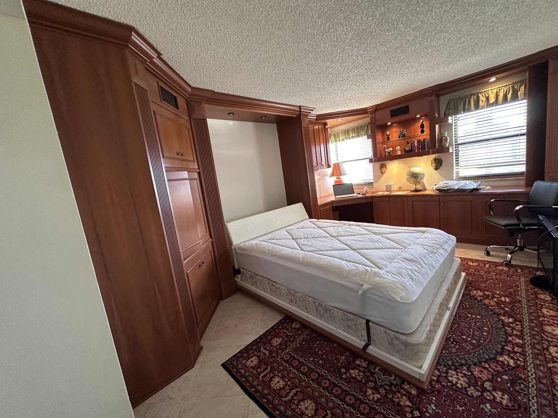 Custom Murphy Bed with Lighting, Storage Cabinets, Shelfs, Desk and Home Office Organization System