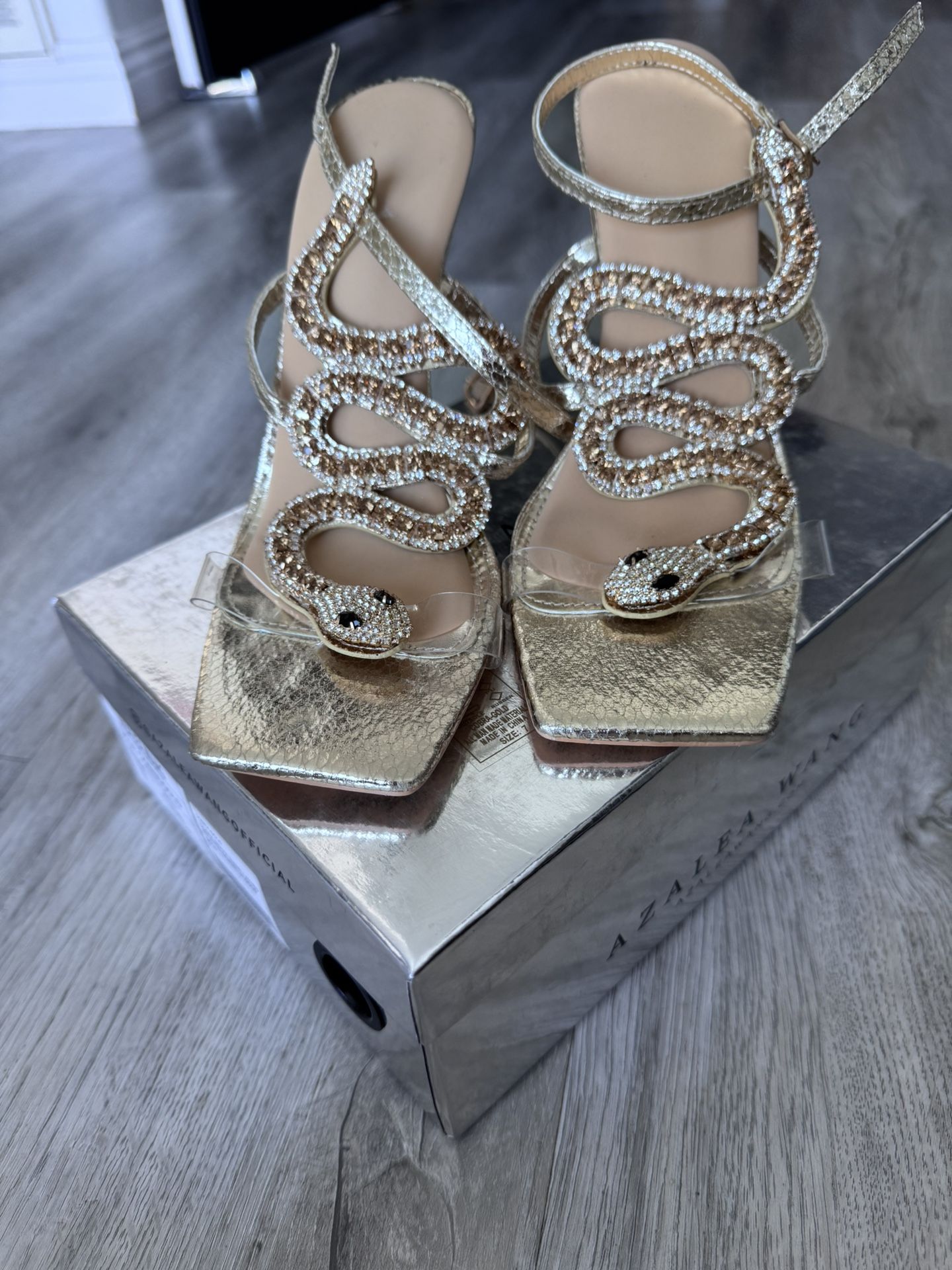 Azalea Wang Gold Snake Heels Size 7 Medusa Heels Halloween