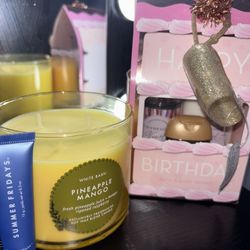 Bath&body works candle,BBW champagne toast body mist gift set, Summer Friday’s jet lag mask BRANDNEW