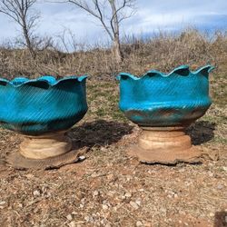 Large Repurposed Tire Art Flower Pot 