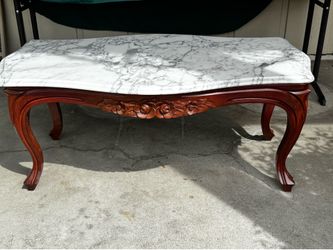 VINTAGE MAHOGANY ROSEWOOD MARBLE VICTORIAN STYLE COFFEE TABLE