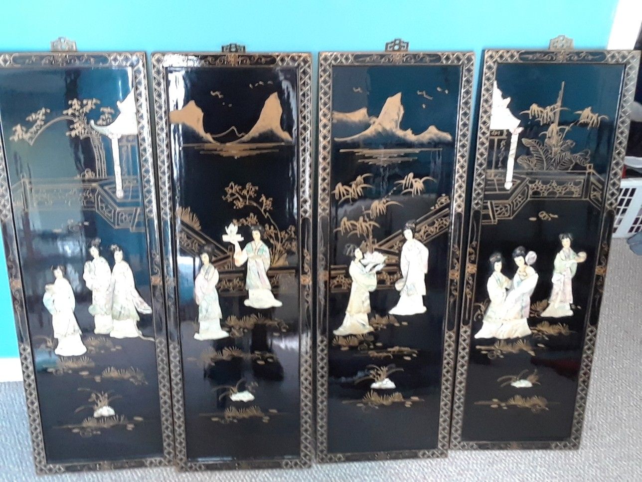 Chinese 4 panel wall hangings