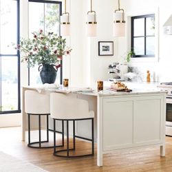 Ivory Leather Barstool set of 2