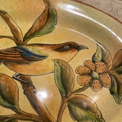 Mexican ceramic pottery wall plate with hook. Artist signed. Southwest / Vintage.