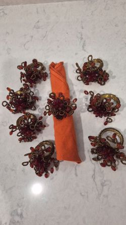 Beaded Flower Napkin Ring, 8 count