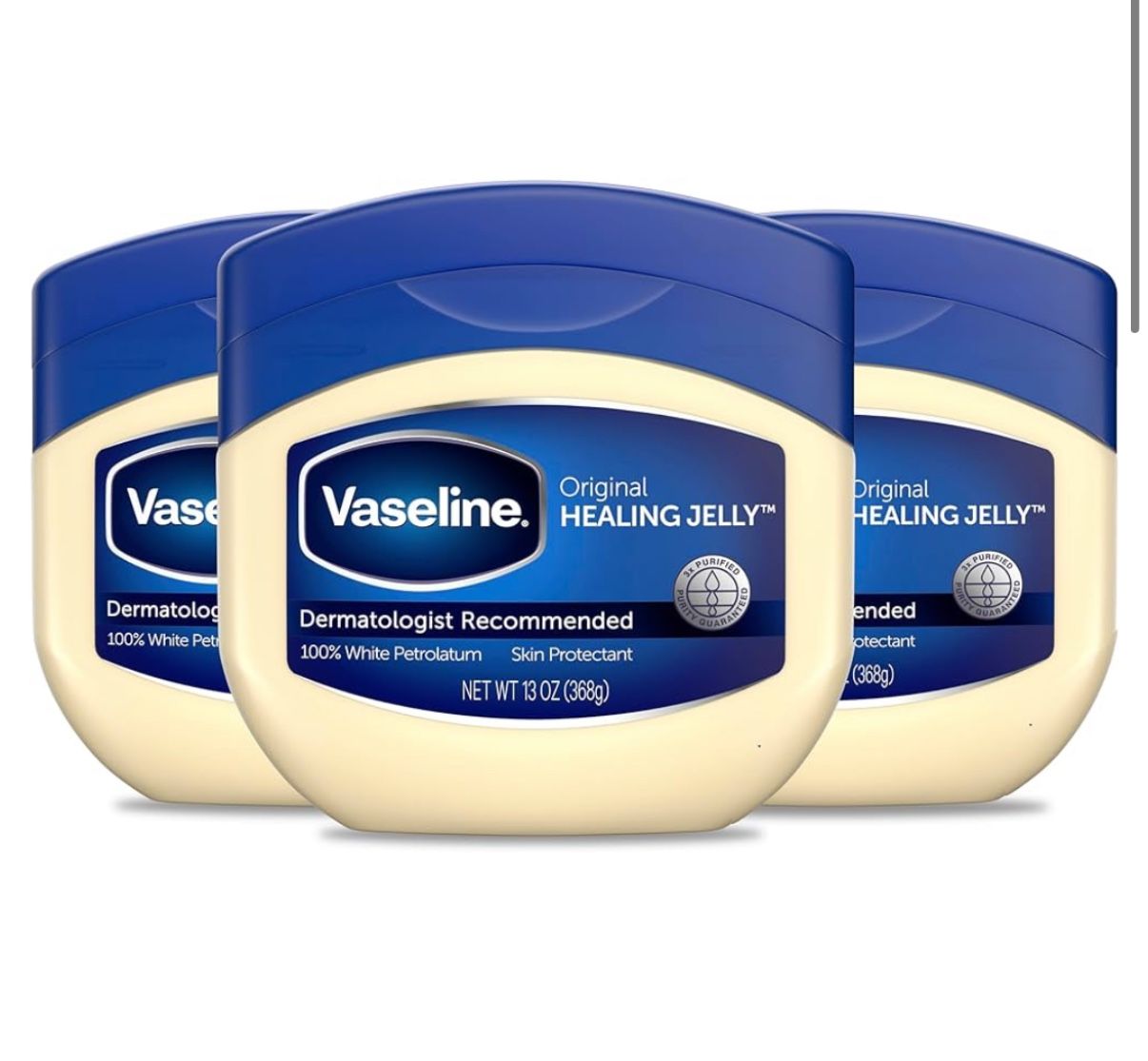 Vaseline Petroleum Jelly Original Provides Dry Skin Relief And Protects Minor Cuts Dermatologist Recommended And Locks In Moisture, 13 Ounce (Pack of