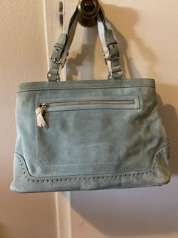 Coach Aquamarine Blue Suede Leather Bag