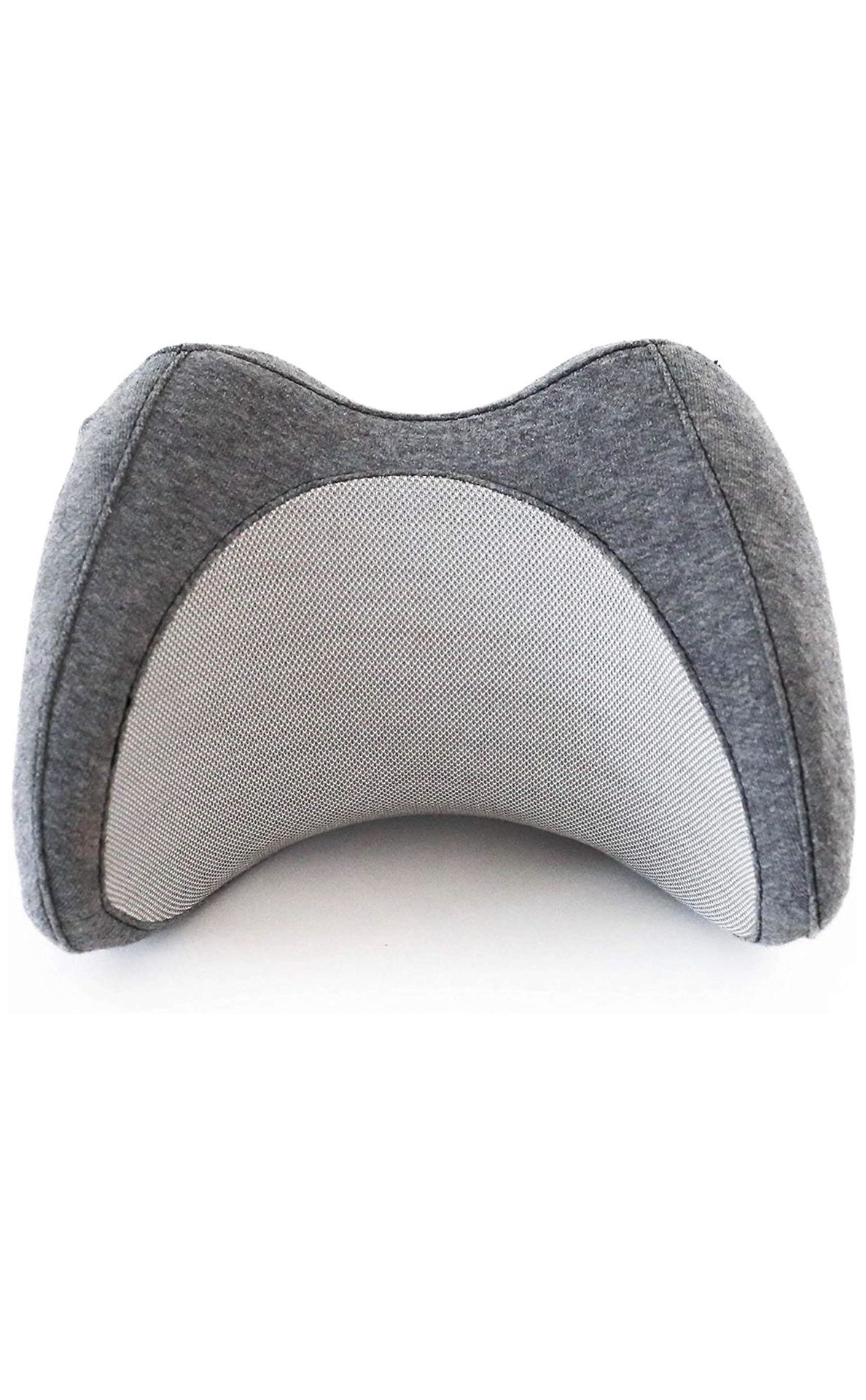 Car Pillow :: Portable Small Car Neck Pillow :: Supportive Memory Foam Neck Pillow with Cooling Ventilation, Gray