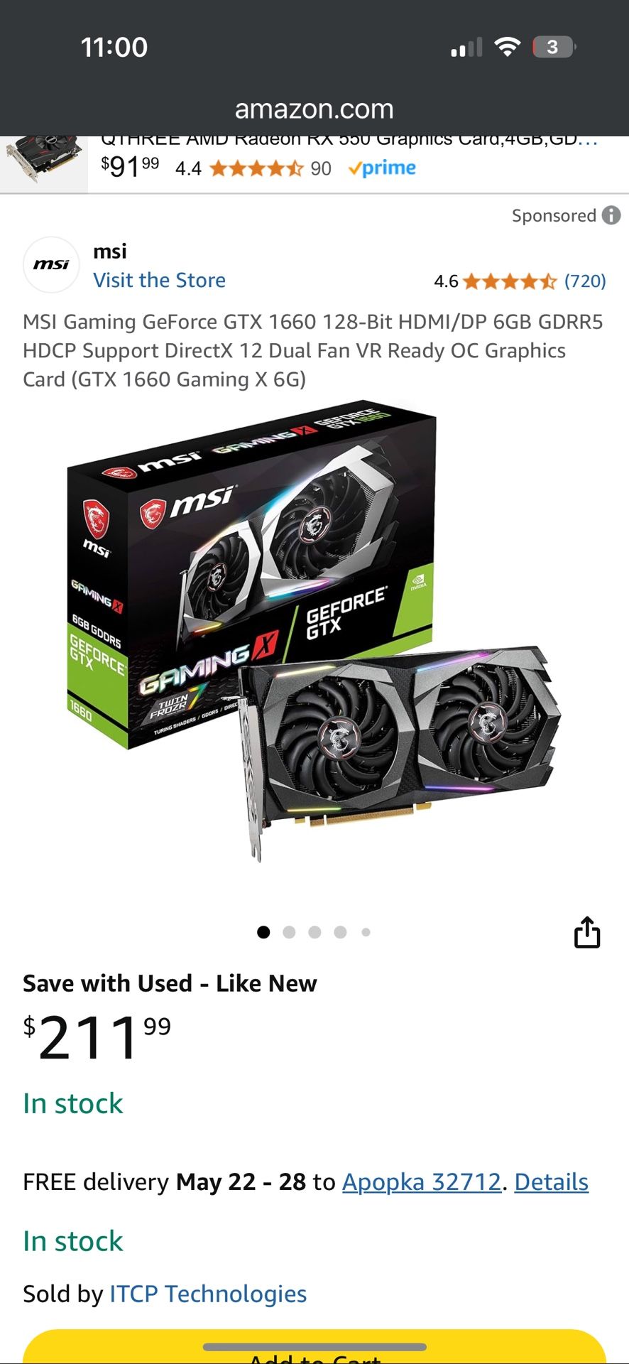 MSI GeForce Gtx 1660 (Read DESCRIPTION)