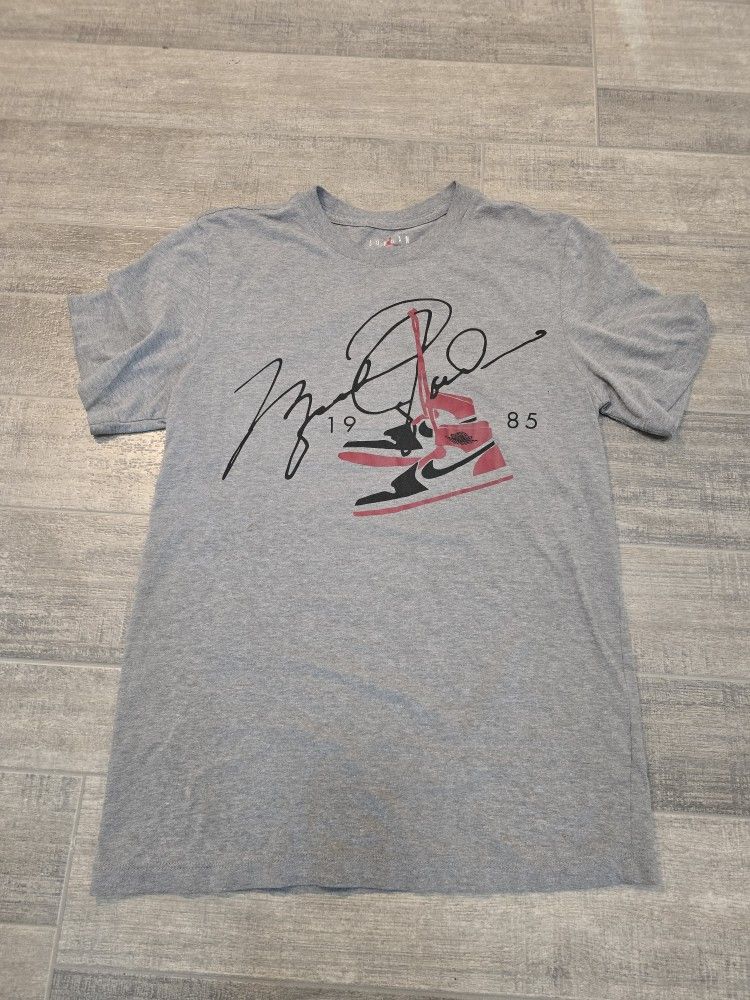 Michael Jordan Retro Signature Mens Tee Shirt 1985 Gray Size Small