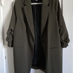H&M Olive Green Longline Blazer