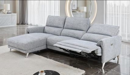 Brand New Grey Super Plush Chenille Power Reclining Sectional Sofa