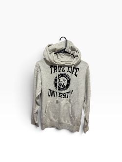Unisex Gray Pullover Hoodie Graphic Logo University Cotton Fleece S