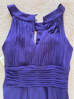 Size 4 Purple Dress, New, Never Worn, Padded Cup, Side Waist Up Zipper, 56” Long