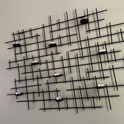 Black Metal Decorative Tea Light Candle Wall Sconce