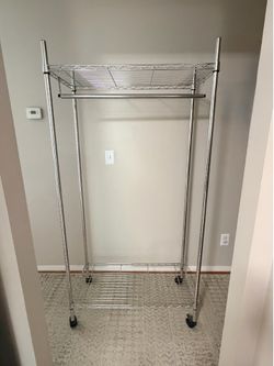 Rolling Wardrobe chrome silver 36”