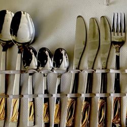 ORO Series 18/10 Stainless Steel 24K Gold Plated 12-Piece Flatware Set for 4