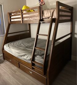 Twin over Full Bunk Bed with Storage Drawers