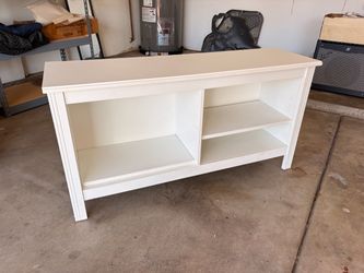 White Wood TV Stand with Open Shelves