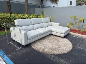 Beautiful grey gray leather sofa couch recliner L shape sectional Sofia vergara living room furniture modern contemporary